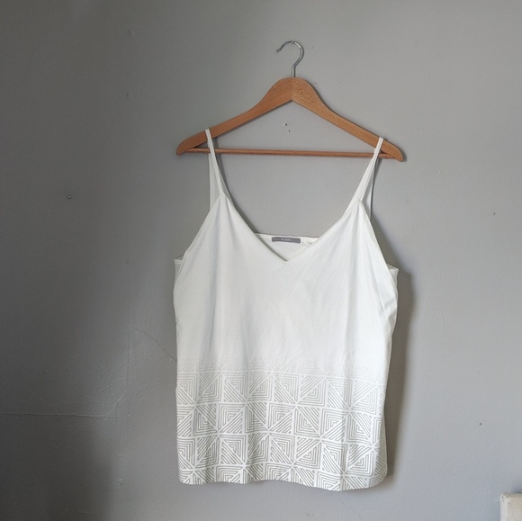 Tart Tops - Tart Tank Top White Cream Printed Spaghetti Straps